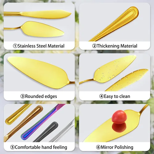 Vista 5 de Juego personalizado de corte de pasteles para boda, servidor de pastel de boda grabado gratis, cuchillo de pastel de acero inoxidable y juego