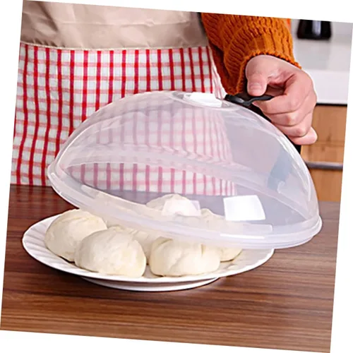 Vista 5 de SHERCHPRY Cubierta de aceite reutilizable portátil con mango negro, cubierta versátil para alimentos para microondas y cocina, evita alimentos