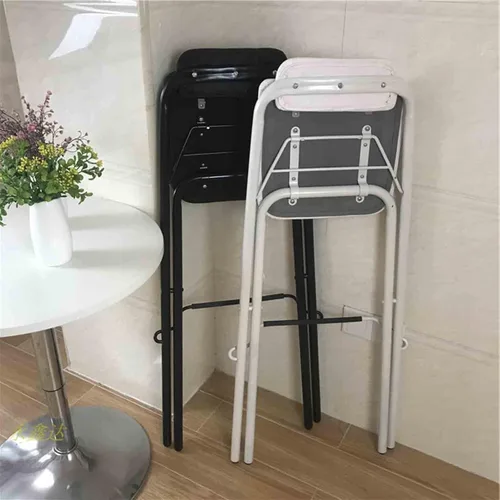 Vista 5 de Silla de bar plegable de 26 pulgadas, 28 pulgadas, 30 pulgadas, taburete de bar plegable con respaldo, taburete de bar de desayuno con placa