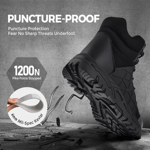 Vista 3 de SUADEX Botas de punta de acero para hombres y mujeres, soporte de arco, impermeables, para construcción, indestructibles, botas de seguridad