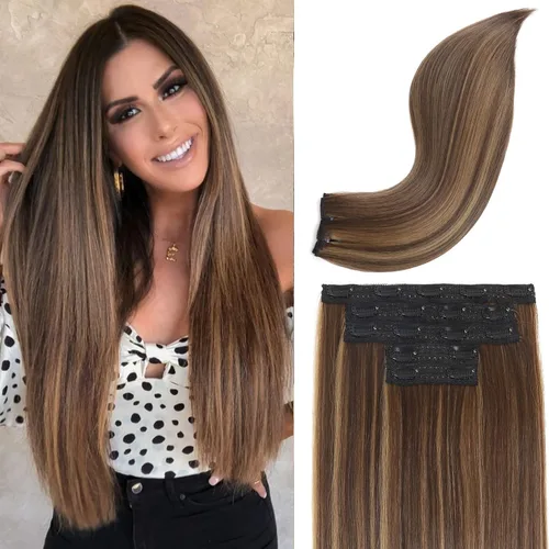 Vista 23 de REECHO Extensiones de cabello con pinzas, extensiones de cabello grueso y largo, extensiones de cabello sintético ligero para mujer, 24 pulgadas a