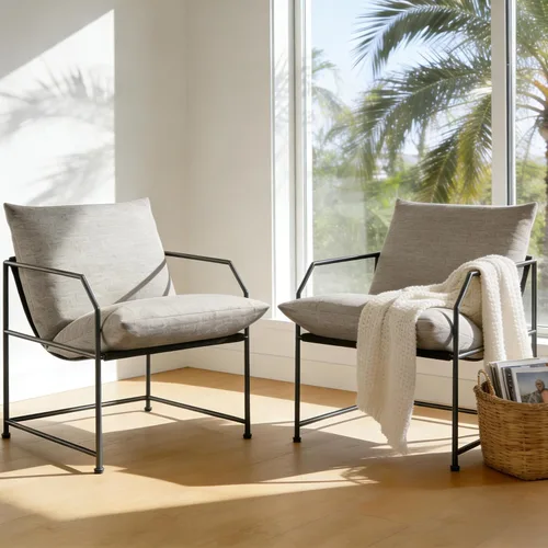 Vista 11 de Silla de acento para sala de estar, sillas cómodas de lectura para dormitorio, silla de salón tapizada, silla de brazo moderna de mediados de siglo