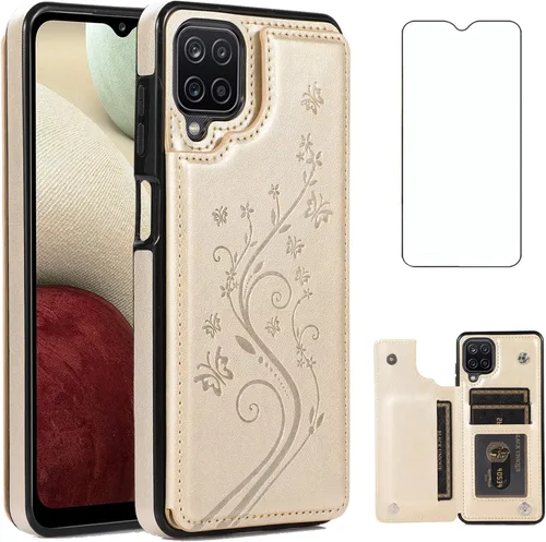 Vista 11 de Asuwish Funda de teléfono para Samsung Galaxy A12 con protector de pantalla de vidrio templado, tarjetero con soporte para tarjetero, soporte