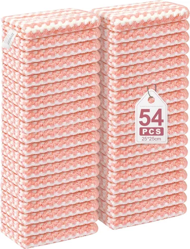 Vista 27 de JOYMOOP Paquete de 108 paños de limpieza de microfibra, toallas de cocina reutilizables de 10 x 10 pulgadas, trapos de limpieza sin pelusas, paños