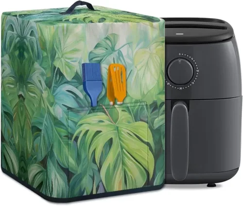 Vista 39 de Air Fryer Oven Dust Cover with Handle and Pocket, Easy Cleaning Electric Appliance Cover, Brown Flower Flor marrón (Brown Flower)