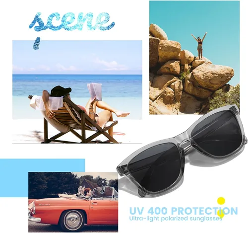 Vista 6 de Gafas de sol polarizadas para hombre y mujer, lentes de espejo retro para conducir, pescar, protección UV400