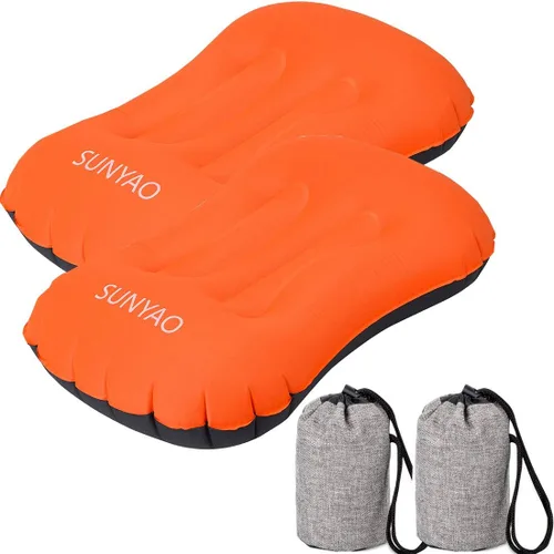 Vista 10 de Almohadas inflables ultraligeras para campamento: compresibles, compactas, inflables, cómodas, ergonómicas para soporte de cuello y lumbar mientras