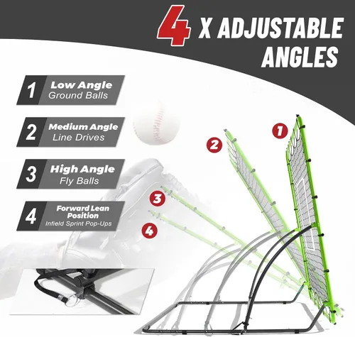 Vista 2 de Red de rebote de béisbol resistente Pitchback Softbol Pitchback Verde