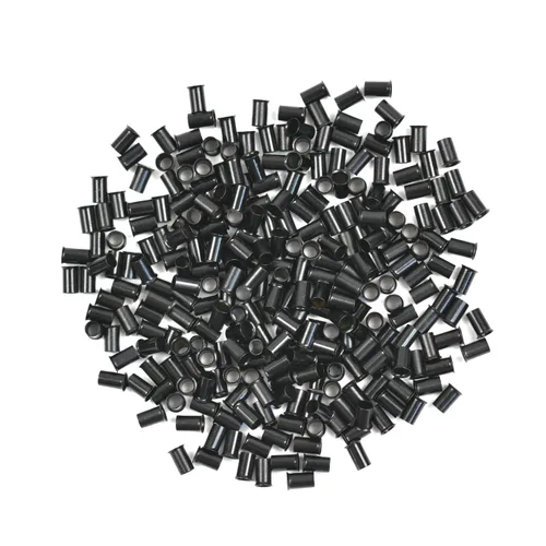 Vista 18 de 200 piezas de 0.134 in de microanillos de eslabones de cuentas de cobre sin silicona para extensiones de cabello (negro)