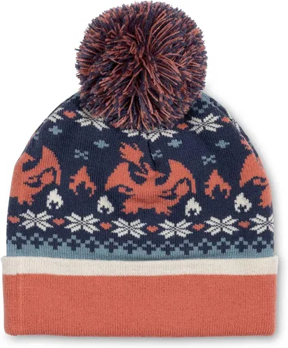 Vista 2 de Pokémon Center Charizard Festive - Gorro de punto de invierno talla única azul marino naranja