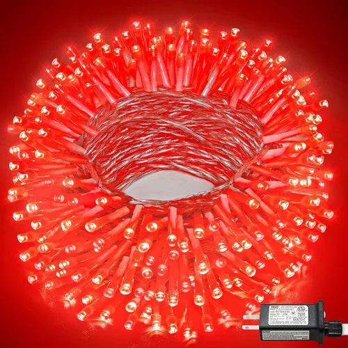 Vista 26 de Tira de 200 luces LED de 66 pies para exteriores, luces de Navidad conectables para interiores, cable transparente, impermeable, 8 modos de luces