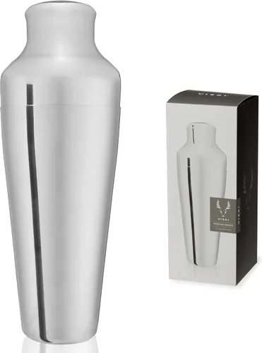 Vista 11 de Viski Coctelera parisina contorneada de acero inoxidable pulido de alto brillo con tapa y colador integrados, color negro, juego de 1 unidad de 25