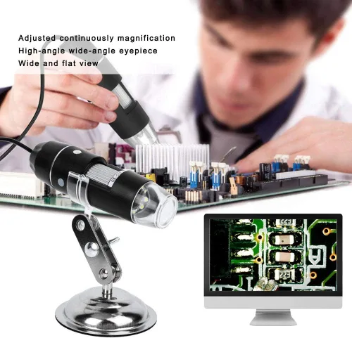 Vista 2 de Microscopio digital USB, cámara de microscopio T03500X, portátil, respetuoso del medio ambiente, equipo electrónico mate para experimentos e