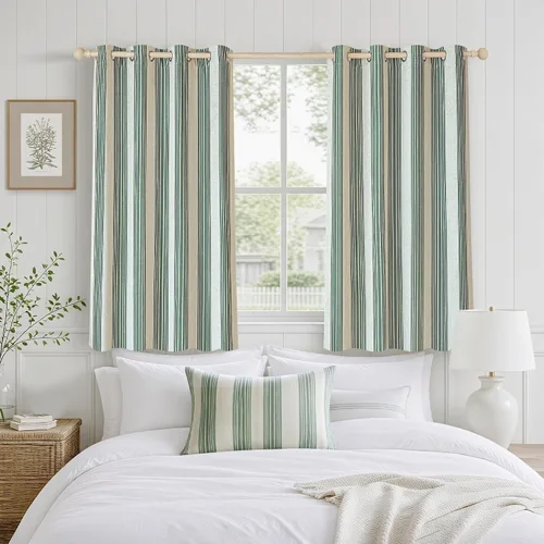 Vista 32 de DriftAway Chris Linen - Cortinas opacas con capa térmica y reductora de sonido, 63 pulgadas de largo para dormitorio, cortinas estampadas a rayas