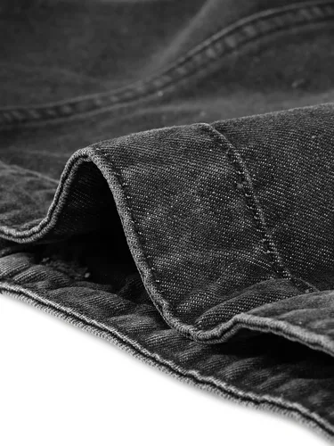 Vista 5 de Allegra K Chaleco de mezclilla lavado con botones para mujer, con bolsillos con solapa en el pecho