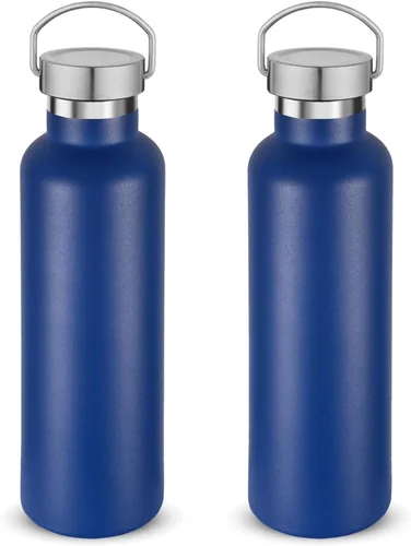 Vista 43 de Volhoply 24 onzas Botella de agua aislada con boca estándar con tapa de combinación de plástico y acero inoxidable, botellas de agua de 304 18/8
