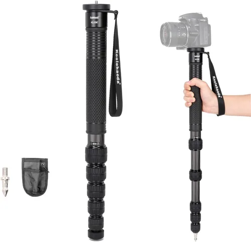 Vista 7 de Koolehaoda Monopod de cámara de 61", aluminio 6-Sección portátil de viaje Negro