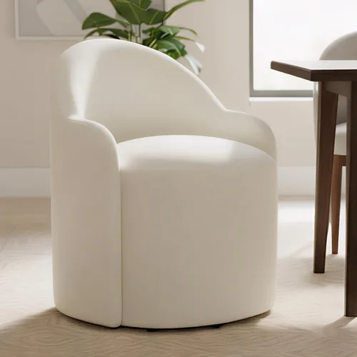 Vista 13 de KISLOT Sillas de comedor tapizadas con ruedas, sillas de comedor modernas sin montaje, silla de tocador con 5 ruedas y respaldo redondo para Verde