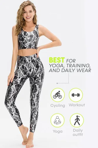 Vista 4 de Active4U Conjunto deportivo de 2 piezas para mujer, brasier deportivo, leggings sin costuras, yoga, gimnasio, ropa deportiva