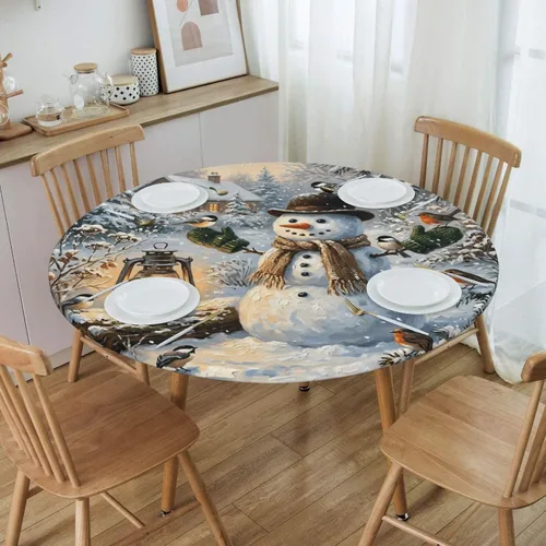Vista 15 de Decorative Round Tablecloth Fitted Elastic 26" - 30" Butterfly Waterproof Table Cloth Cover Stretch Table Pad Cover for Parties Weddings Banquet