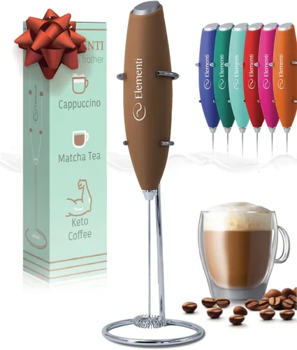 Vista 12 de Espumador Elementi de leche con soporte, motor de esfuerzo de torsión más potente, para hacer cappuccinos, lattes y café a prueba de balas, Negro