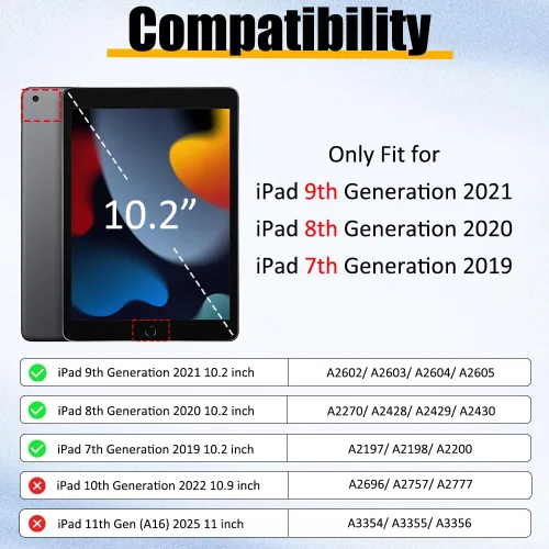 Vista 2 de BRAECNstock - Funda para Apple iPad de 9ª/8ª/7ª generación, de 10.2" 2021/2020/2019, funda protectora a prueba de golpes para niños, con protector