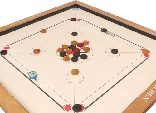 Vista 4 de KD Golden Carrom - Juego de mesa antiguo para interiores aprobado por la Federación Carrom de India y la Asociación Maharashtra Carrom