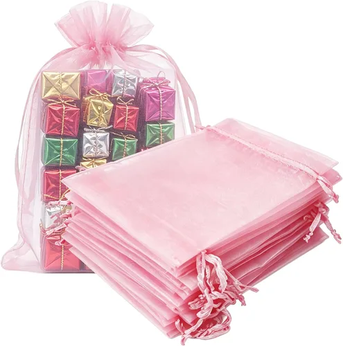 Vista 11 de Paquetes de 50 bolsas de organza de regalo de 4 x 6 pulgadas, cordón negro a granel para baby shower, Navidad, cumpleaños de profesores, recuerdos