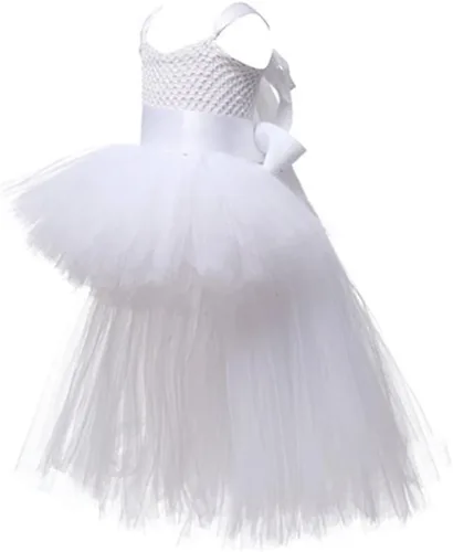 Vista 3 de Vestido tutú hecho a mano para niñas, vestido de cumpleaños de flores altas, vestido de tul para niños, boda, dama de honor, fiesta, graduación