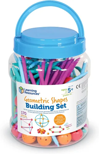 Vista 6 de Learning Resources Juego de construcción de formas geométricas, 170 piezas, a partir de 5 años, juegos de aprendizaje de matemáticas para niños