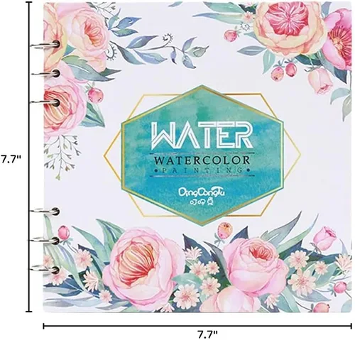 Vista 8 de Cuaderno de bocetos de acuarela – Cuaderno de bocetos de papel de acuarela prensa en frío 7.7 x 7.7 pulgadas, 20 hojas, papel pesado de 140