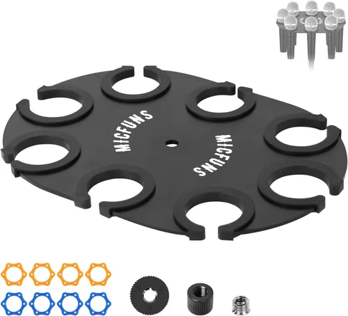 Vista 6 de TM100 Soporte para micrófono múltiple para soporte de micrófono, accesorio de bandeja cuadrada con capacidad para hasta 8 micrófonos en el escenario