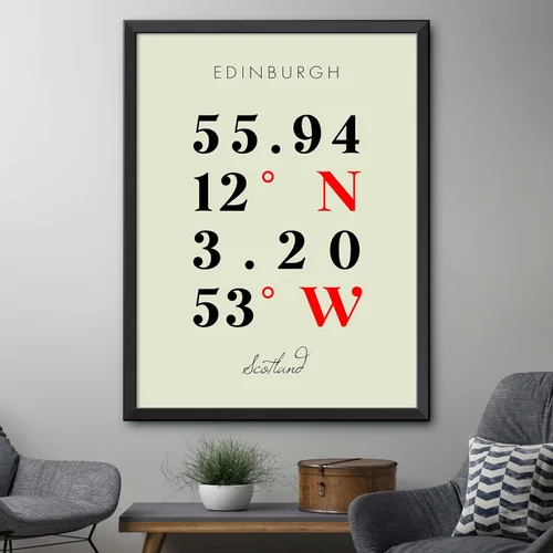 Vista 4 de Mapa de Edimburgo, Escocia, Coordenadas Multilíneas de Colores (24x36)