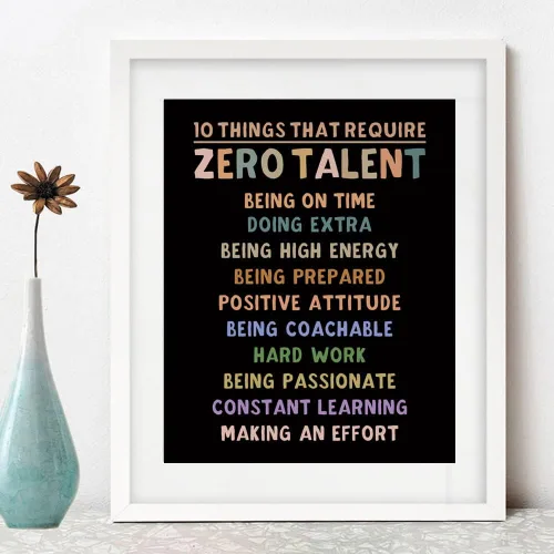 Vista 5 de 10 cosas que requieren cero talento para aula, póster motivacional para estudiantes, atletas y entrenadores, arte de pared de liderazgo inspirador