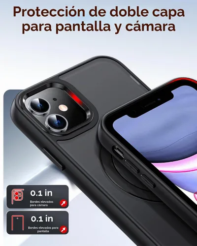 Vista 4 de LeYi Funda para iPhone 11 para MagSafe con soporte magnético, color negro