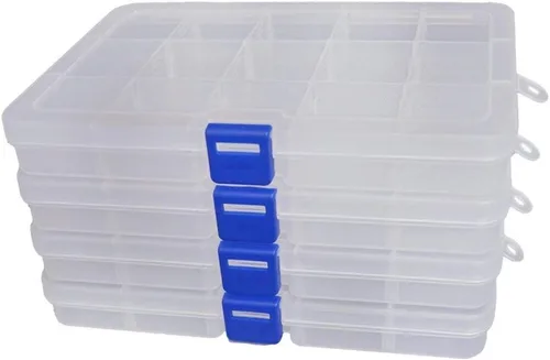 Vista 9 de Qualsen Organizador de 15 cuentas con divisores ajustables (paquete de 4), organizador de caja de aparejos y pequeña caja organizadora de plástico