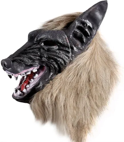 Vista 2 de ONEDONE Wolf Werewolf Mask for Halloween and Cosplay - Scary Latex Full Head Horror Mask