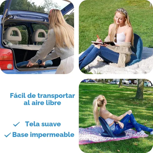 Vista 8 de Nnewvante Silla de suelo, respaldo ajustable de 42 posiciones, azul