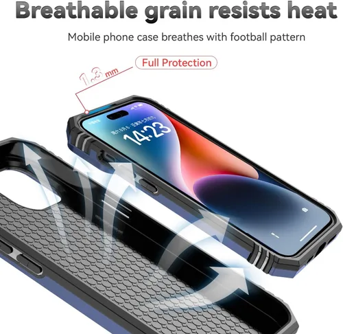 Vista 7 de Funda para iPhone 15 Pro, iPhone 15 Pro con funda para cámara y soporte, grado militar, a prueba de golpes, resistente, con soporte magnético