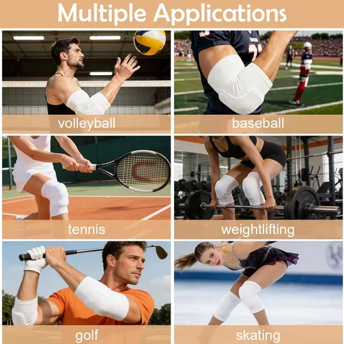 Vista 5 de 1 par de coderas de voleibol para mujer, coderas de voleibol con soporte de esponja gruesa, codos transpirables para baloncesto, tenis, fútbol