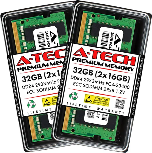 Vista 33 de A-Tech 4GB DDR4 2133MHz PC4-17000 ECC SODIMM 1Rx8 Rango único 1.2V 260-Pin Módulo de actualización de memoria RAM para Microserver, estación