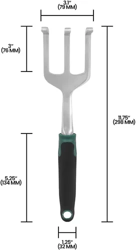 Vista 5 de Zenport 15308A Cultivador de 3 clavijas, mango ergonómico, 14 pulgadas, aluminio pulido