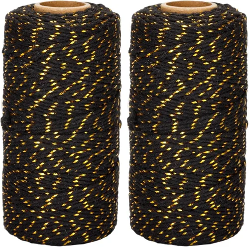Vista 25 de jijAcraft Cordel de Hilo Blanco y Negro, 328 Pies de Cordel de Panaderos de Navidad, Cuerda de Empaque Resistente de 2MM para Manualidades DIY