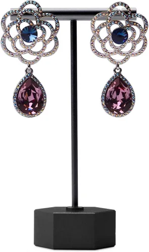 Vista 2 de Oilrv - Soporte de exhibición de pendientes de metal negro para mujeres y niñas, soporte para aretes para joyería, feria, tienda al por menor