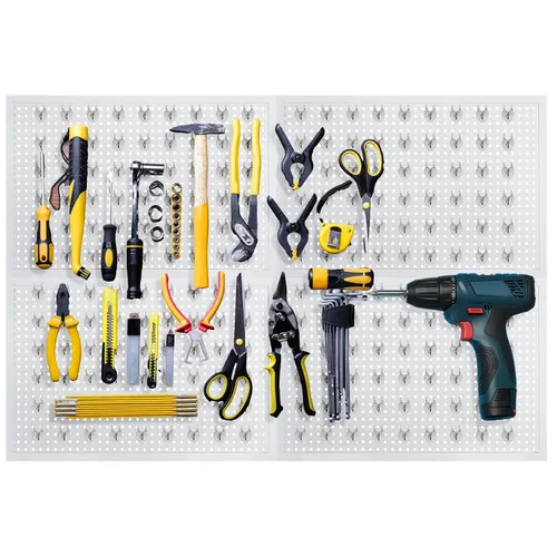 Vista 5 de Yaocom 6 paneles de metal para tablero de clavijas, 48 x 48 pulgadas en total, kit de combinación con ganchos de tablero de clavijas de corazón