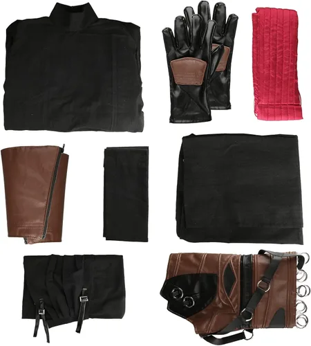 Vista 6 de Disfraz de caballero Darth Revan para hombre, conjunto completo, túnica con capucha, capa negra, uniforme de batalla, medieval para Halloween