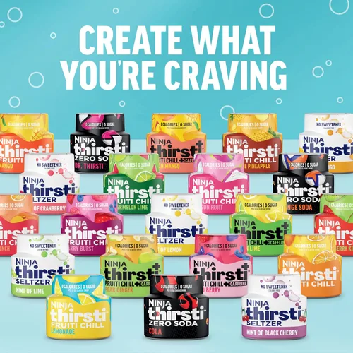 Vista 5 de Ninja Thirsti Gotas de Agua Saborizada, SELTZER Cereza Negra, Agua Espumosa Crujiente y Refrescante, Cero Calorías, Cero Azúcar, Cero Edulcorantes