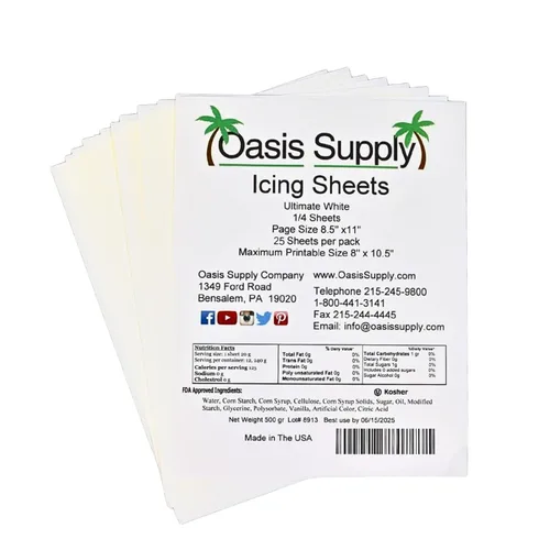 Vista 10 de Oasis Supply, Hojas de glaseado ultra flexibles, blanco, papel de 8.5 x 11 pulgadas, 12