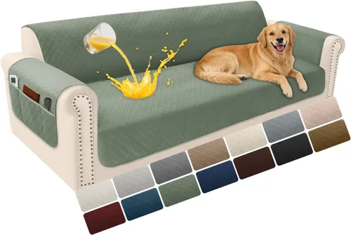 Vista 26 de Fundas de terciopelo 100% impermeables para sofá biplaza, fundas lavables para sofá de 2 plazas, fundas de sofá aptas para mascotas, protector