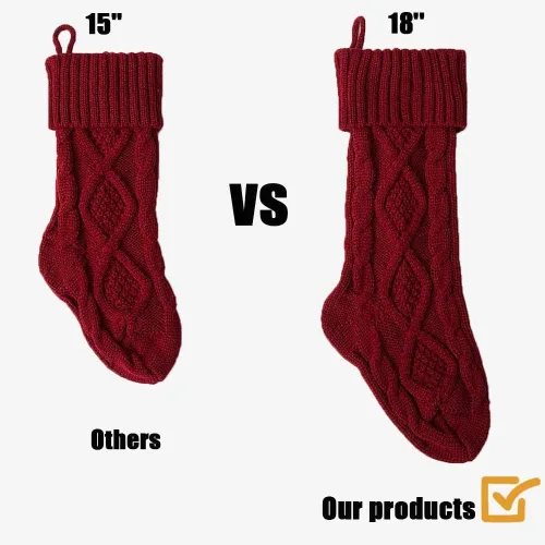 Vista 7 de Fesciory Calcetines de Navidad, paquete de 6 calcetines de punto grandes de 18 pulgadas y decoración para fiestas familiares de Navidad, borgoña